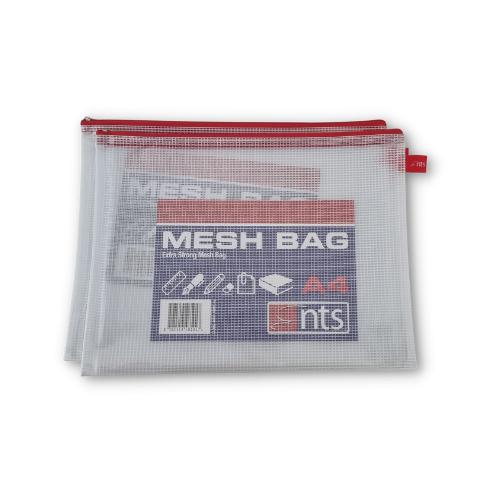 A4 Mesh Bag - Extra Strong with Zipper - Pack of 12 Assorted Colours by NTS on Schoolbooks.ie