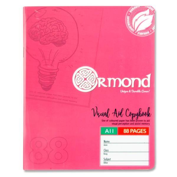Ormond A11 88 Page Durable Cover - Visual Memory Aid - Copy Book - Pink by Ormond on Schoolbooks.ie