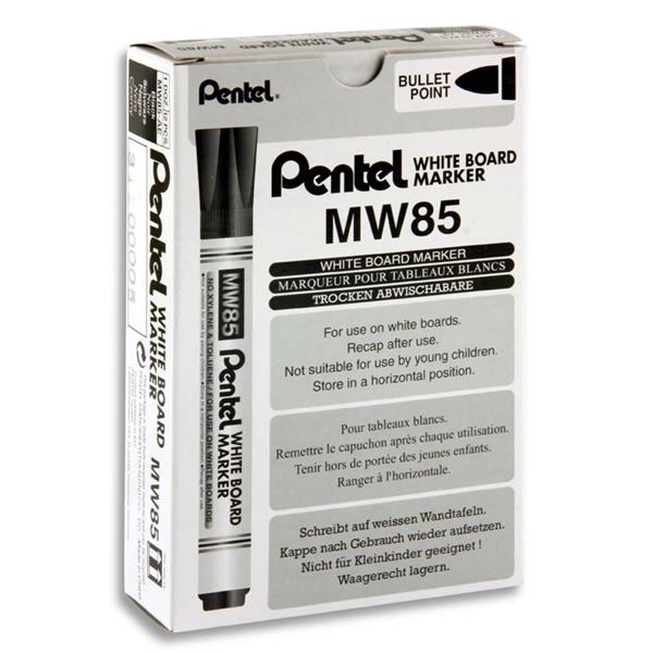 Pentel Mw85 Whiteboard Marker Bullet Point - Black by Pentel on Schoolbooks.ie