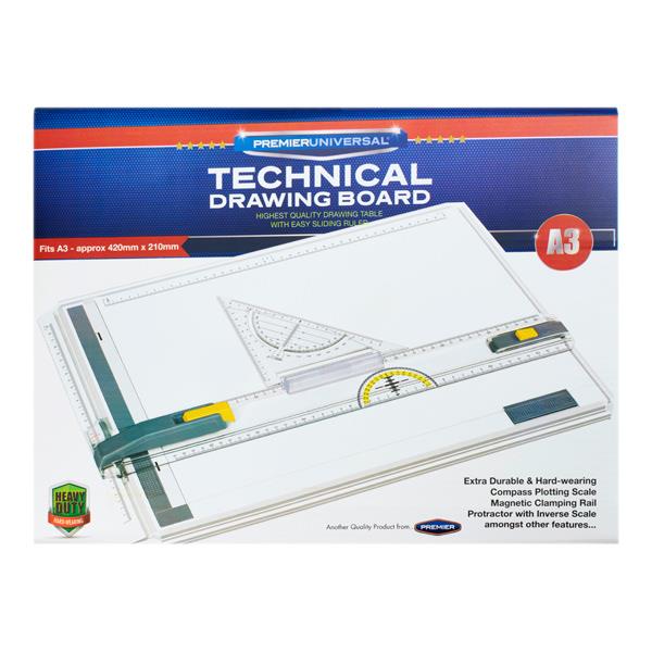 Premier Universal - A3 Technical Drawing Board With Sliding Ruler by Premier Stationery on Schoolbooks.ie