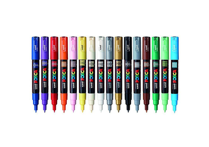 ■ Posca PC - 1M Extra-Fine Bullet Tip - Set of 16 Colours by Posca on Schoolbooks.ie