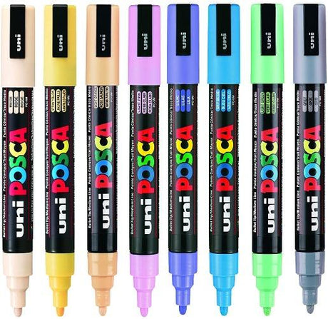 Posca PC - 5M Medium Bullet Tip - Wallet of 8 Pastel Colours by Posca on Schoolbooks.ie