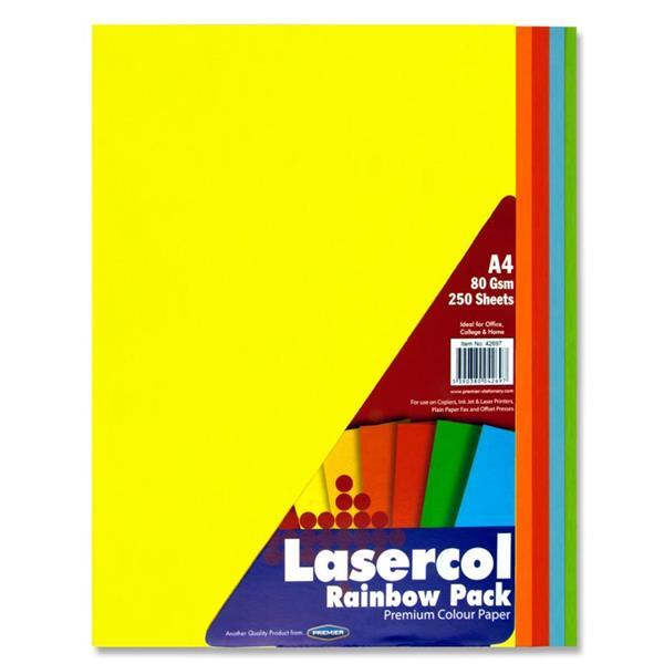 Lasercol - A4 80gsm Activity Paper - 1/2 Ream - Rainbow by Lasercol on Schoolbooks.ie