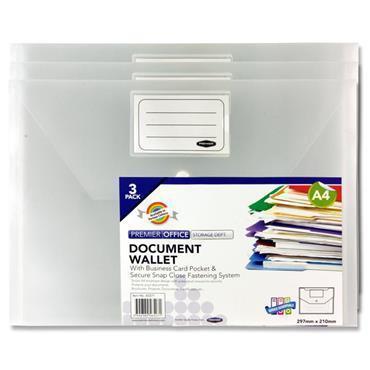 A4 Button Wallet - Pack of 3 by Premier Stationery on Schoolbooks.ie