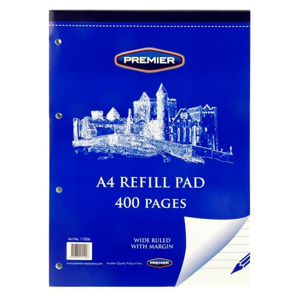 A4 Refill Pad - Top Bound - 400 page by Premier on Schoolbooks.ie