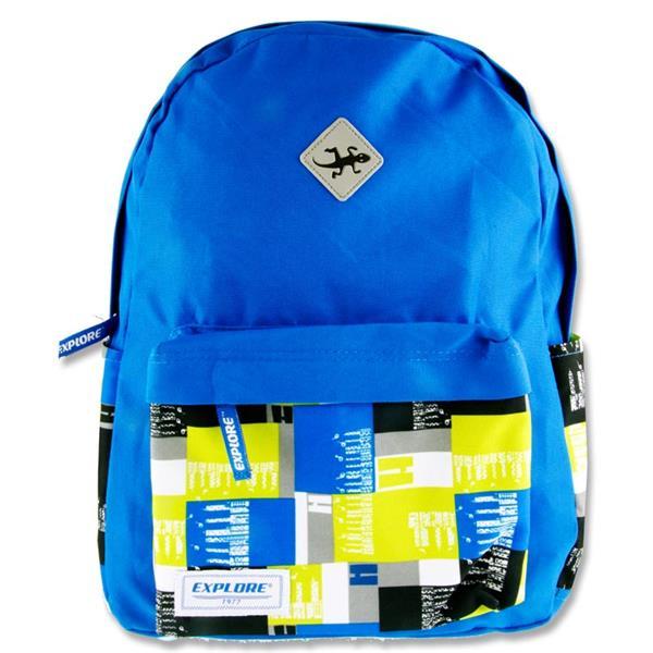 ■ Explore Backpack - 20 Litre - Green & Blue Squares by Premier Stationery on Schoolbooks.ie