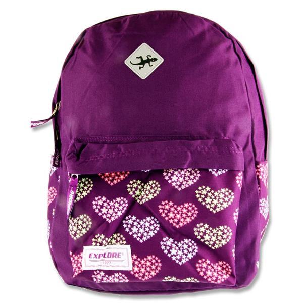 ■ Explore Backpack - 20 Litre - Purple Hearts Hoop by Premier Stationery on Schoolbooks.ie