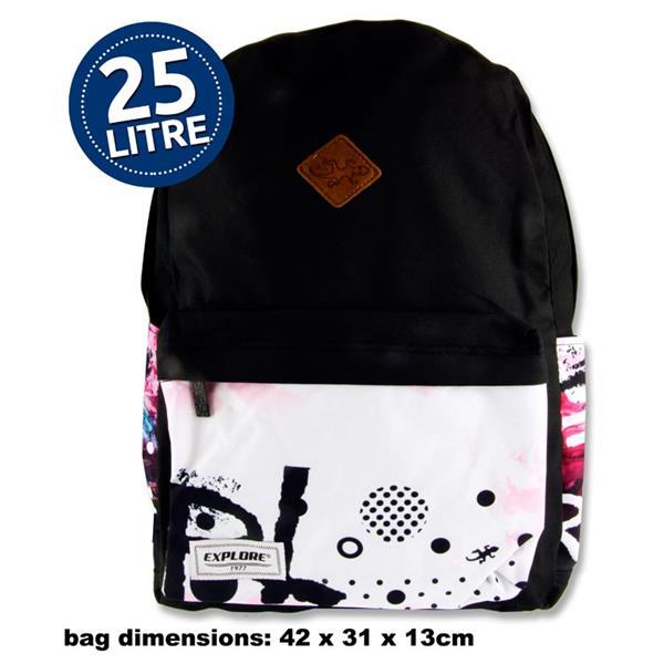 ■ Explore Backpack - 25 Litre - Black Explore Hoop by Premier Stationery on Schoolbooks.ie