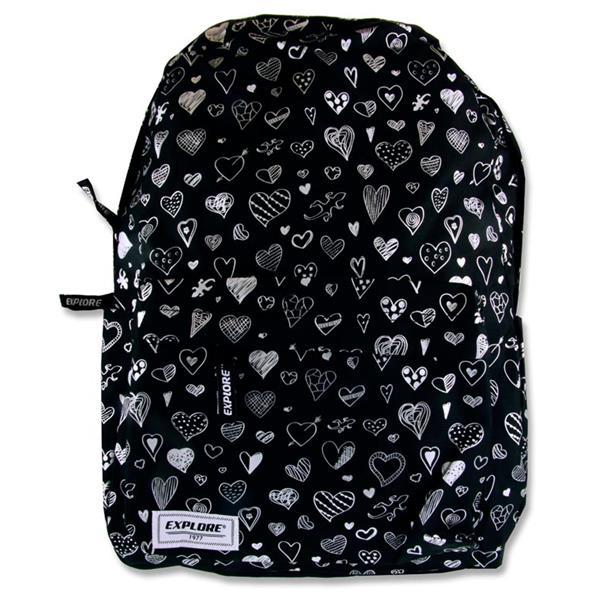 Explore Backpack - 25 Litre - Black Hearts Full by Premier Stationery on Schoolbooks.ie