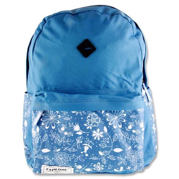 ■ Explore Backpack - 25 Litre - Blue Floral Hoop by Premier Stationery on Schoolbooks.ie
