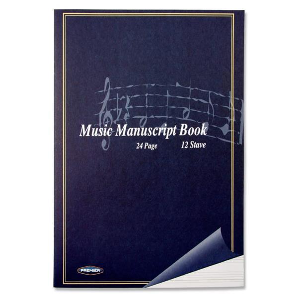 Premier - 24 Page 12 Stave Music Manuscript Book by Premier Stationery on Schoolbooks.ie