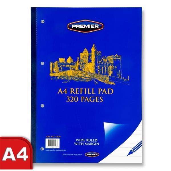 Premier A4 320pg Refill Pad - Side Bound by Premier Stationery on Schoolbooks.ie