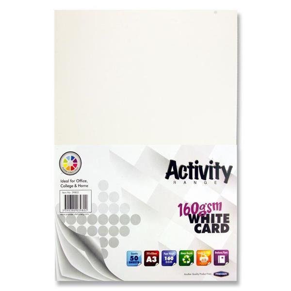 Premier Activity A3 160gsm Card 50 Sheets - White by Premier Stationery on Schoolbooks.ie