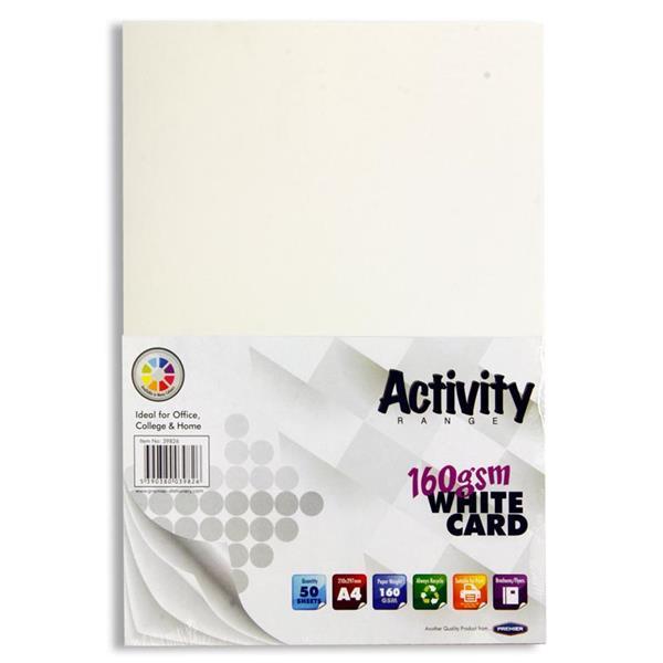 Premier Activity - A4 160gsm Card 50 Sheets - White by Premier Activity on Schoolbooks.ie