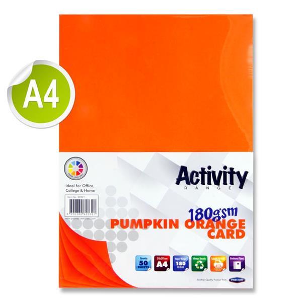 ■ Premier Activity A4 180gsm Card 50 Sheets - Pumpkin Orange by Premier Stationery on Schoolbooks.ie