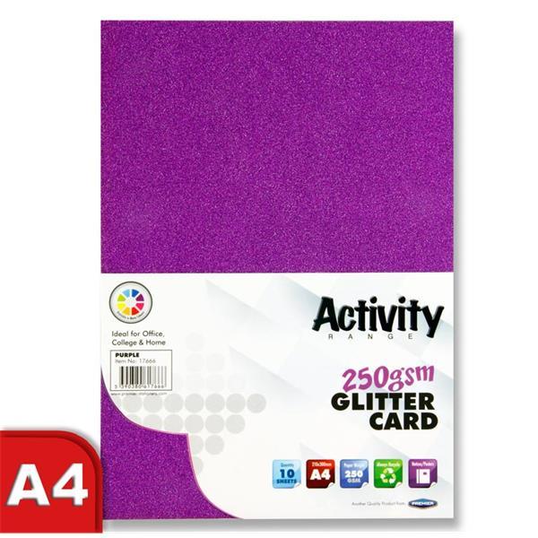 Premier Activity A4 250gsm Glitter Card 10 Sheets - Purple by Premier Stationery on Schoolbooks.ie