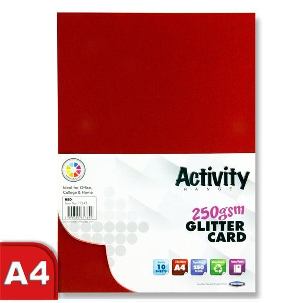 Premier Activity A4 250gsm Glitter Card 10 Sheets - Red by Premier Stationery on Schoolbooks.ie