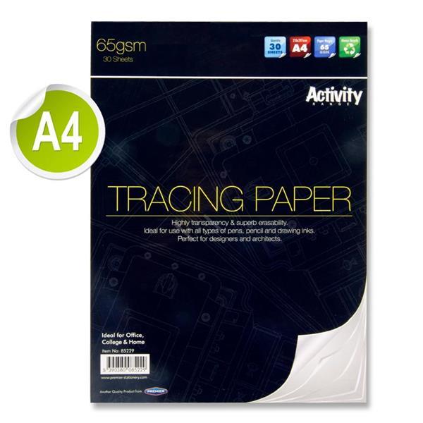Premier Activity A4 65gsm Tracing Paper Pad 30 Sheets by Premier Stationery on Schoolbooks.ie