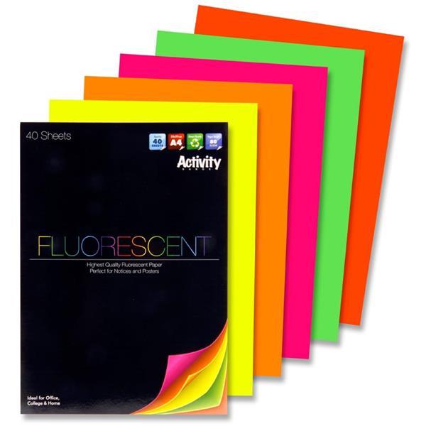 Premier Activity A4 Fluorescent Pad - 40 Sheets by Premier Stationery on Schoolbooks.ie
