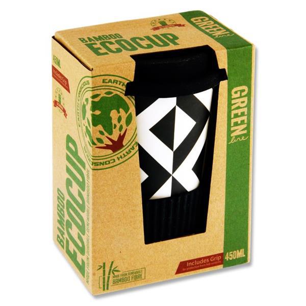 Premier Green Line 15oz/450ml Bamboo Coffee Ecocup - Geometric Design by Premier Stationery on Schoolbooks.ie