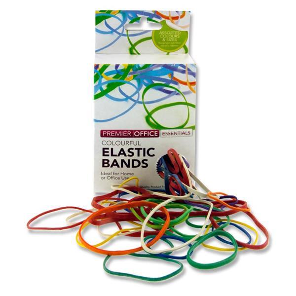 Premier Office - 100g Box Rubber Bands Assorted Sizes - Coloured by Premier Stationery on Schoolbooks.ie