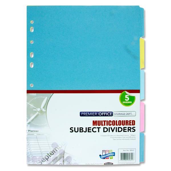 Premier Office - 175gsm Subject Dividers - 5 Part by Premier Stationery on Schoolbooks.ie
