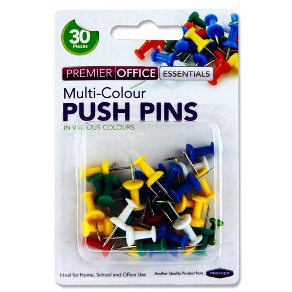 Premier Office - 30 Coloured Push Pins by Premier Stationery on Schoolbooks.ie
