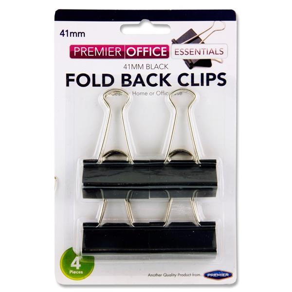 Premier Office - 4 Fold Back Binder Clips - 41mm by Premier Office on Schoolbooks.ie