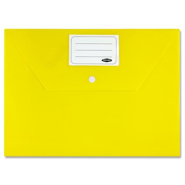 Premier Office Packet of 5 A4 Button Wallets - Bright by Premier Office on Schoolbooks.ie