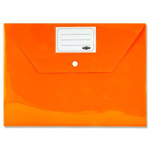 Premier Office Packet of 5 A4 Button Wallets - Bright by Premier Office on Schoolbooks.ie