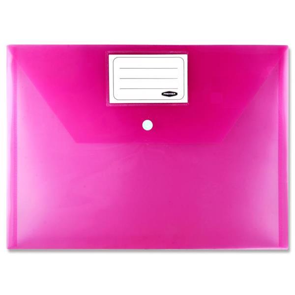 Premier Office Packet of 5 A4 Button Wallets - Coloured by Premier Office on Schoolbooks.ie