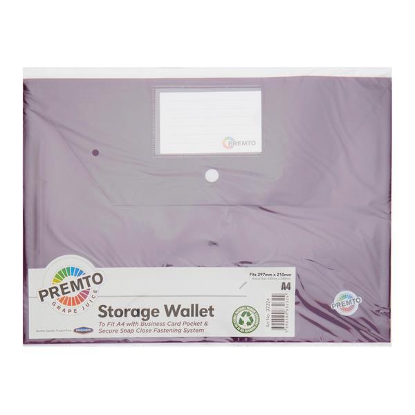 Premto A4 Button Storage Wallet - Grape Juice by Premto on Schoolbooks.ie
