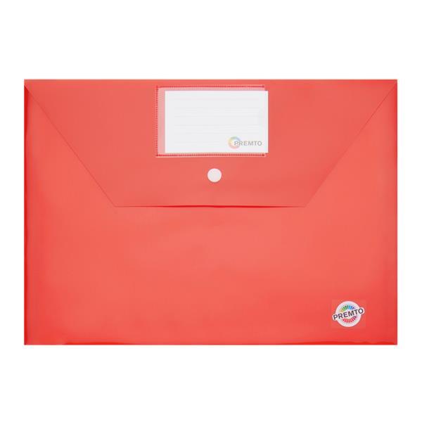 Premto A4 Button Storage Wallet - Ketchup Red by Premto on Schoolbooks.ie
