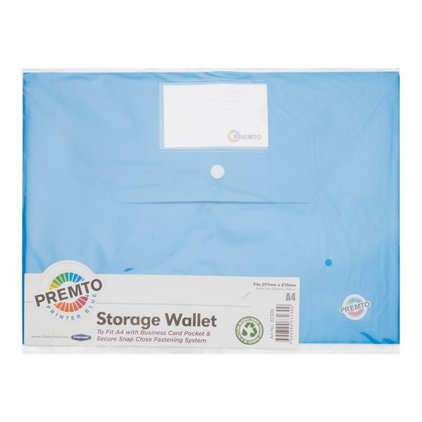 ■ Premto A4 Button Storage Wallet - Printer Blue by Premto on Schoolbooks.ie