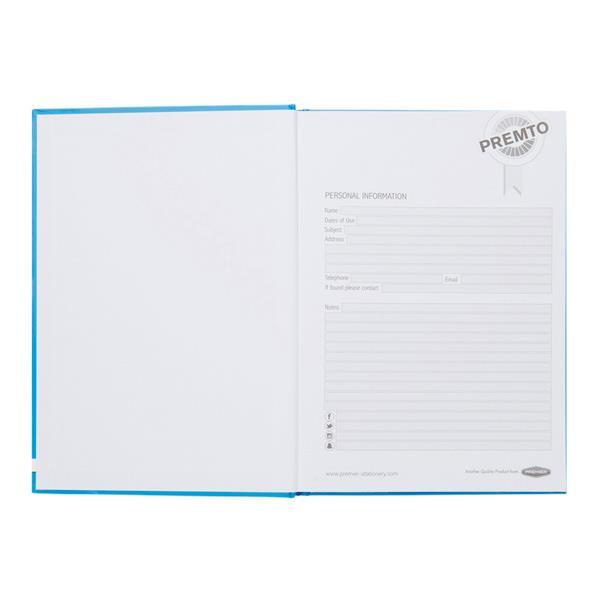 ■ Premto - A5 160 Page Hardcover Notebook - Printer Blue by Premto on Schoolbooks.ie