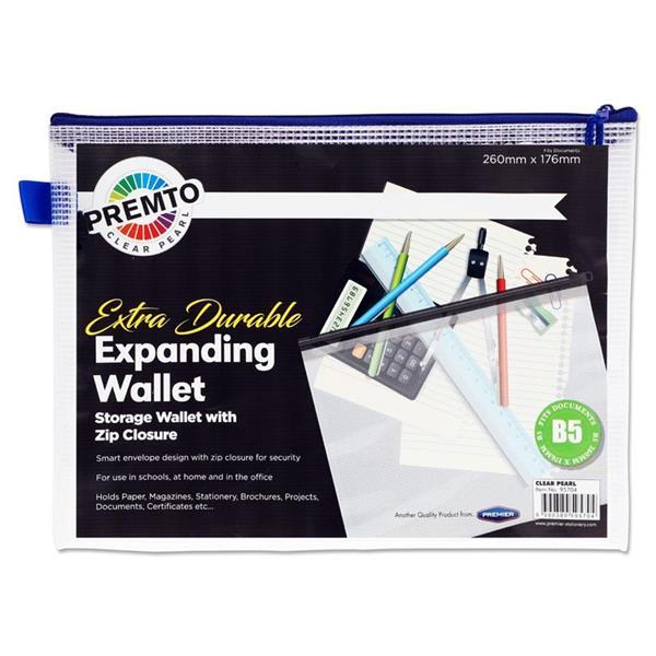 Premto B5 Extra Durable Expandable Mesh Wallet - Clear Pearl by Premto on Schoolbooks.ie