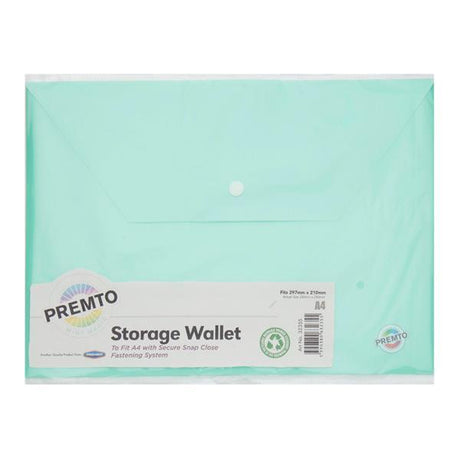 Premto Pastel A4 Button Wallet - Mint Magic by Premto on Schoolbooks.ie