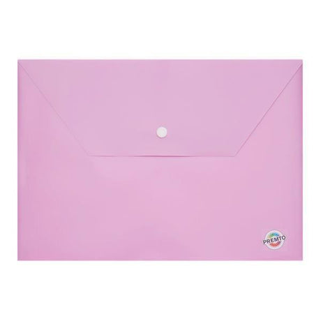 Premto Pastel A4 Button Wallet - Wild Orchid by Premto on Schoolbooks.ie