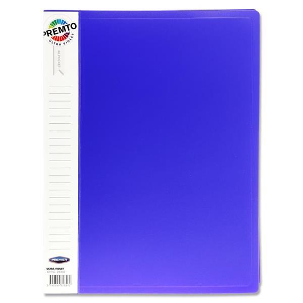 Premier Premto A4 40 Pocket Display Book - Ultra Violet by Premtone on Schoolbooks.ie