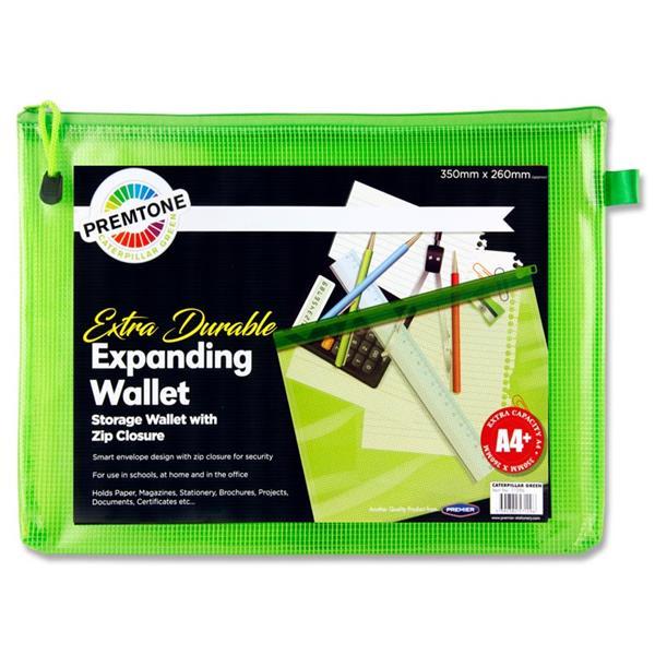 Premier Premtone A4+ Extra Durable Mesh Wallet - Caterpillar Green by Premtone on Schoolbooks.ie