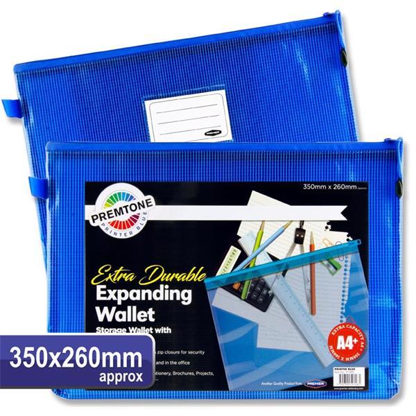 Premier Premtone A4+ Extra Durable Mesh Wallet - Printer Blue by Premtone on Schoolbooks.ie