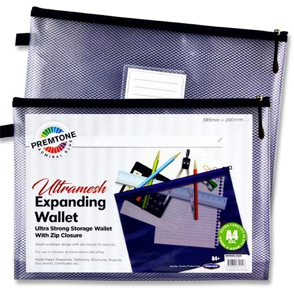 Premier Premtone B4+ Ultramesh Expanding Wallet - Admiral Blue by Premtone on Schoolbooks.ie