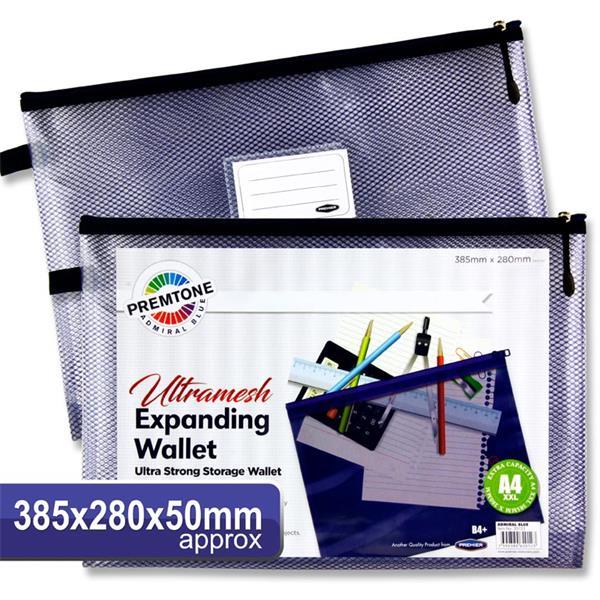 Premier Premtone B4+ Ultramesh Expanding Wallet - Admiral Blue by Premtone on Schoolbooks.ie