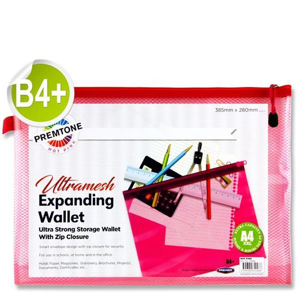 ■ Premier Premtone B4+ Ultramesh Expanding Wallet - Hot Pink by Premtone on Schoolbooks.ie