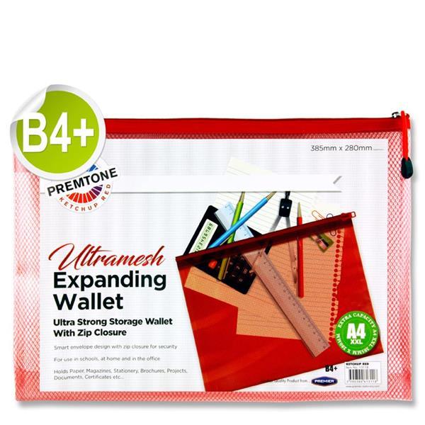 Premier Premtone B4+ Ultramesh Expanding Wallet - Ketchup Red by Premtone on Schoolbooks.ie