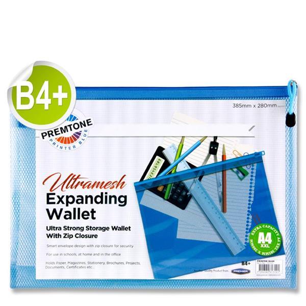 Premier Premtone B4+ Ultramesh Expanding Wallet - Printer Blue by Premtone on Schoolbooks.ie