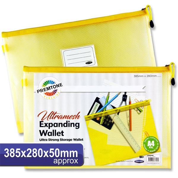Premier Premtone B4+ Ultramesh Expanding Wallet - Sunshine Yellow by Premtone on Schoolbooks.ie