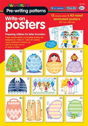 New Wave Pre-Writing Patterns Write-On Posters by Prim-Ed Publishing on Schoolbooks.ie