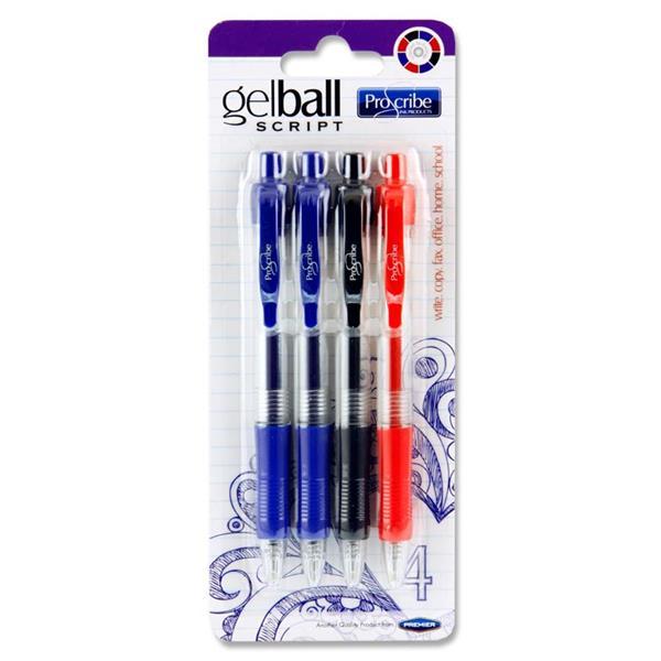 ■ Proscribe - Card of 4 Gelball Script Pens by ProScribe on Schoolbooks.ie