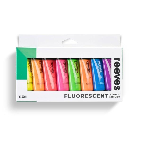 Reeves Acrylic Set 8 x 22ml - Fluorescent Colours by Reeves on Schoolbooks.ie